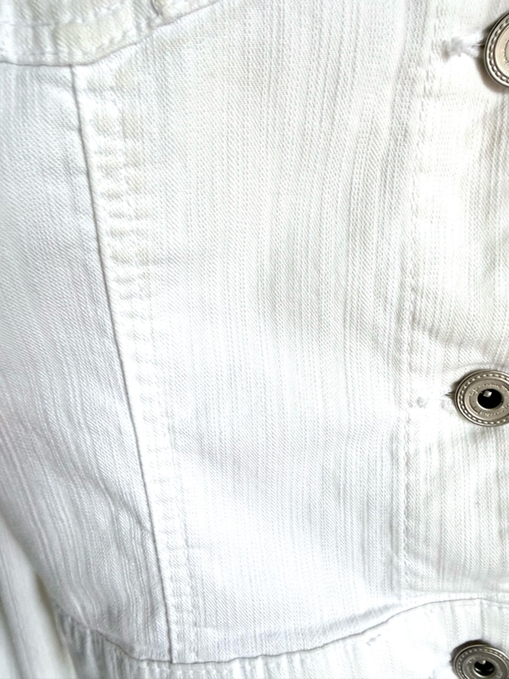 Vintage Tapemeasure by Anthropology Cropped White Jean Jacket - Picture 13 of 16